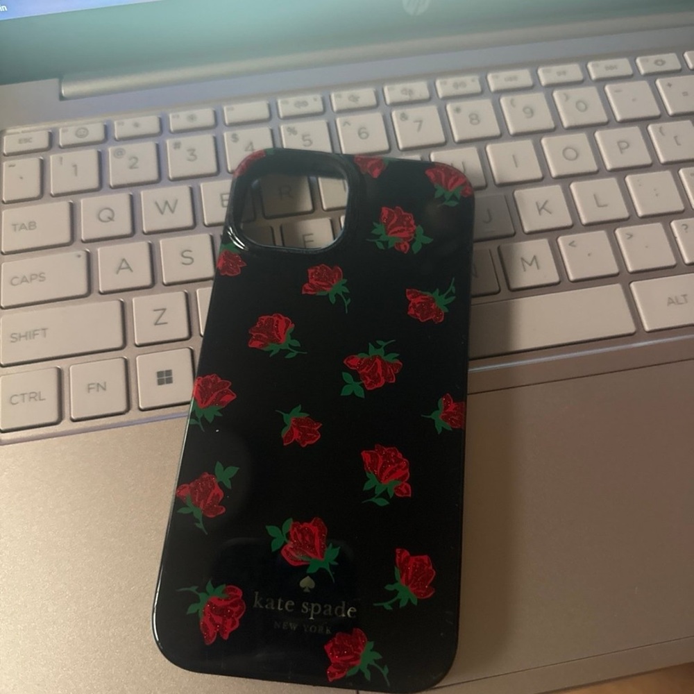 Kate Spade Black Case with Red Roses